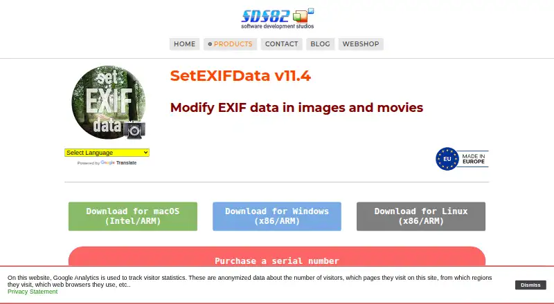 SetEXIFData's website