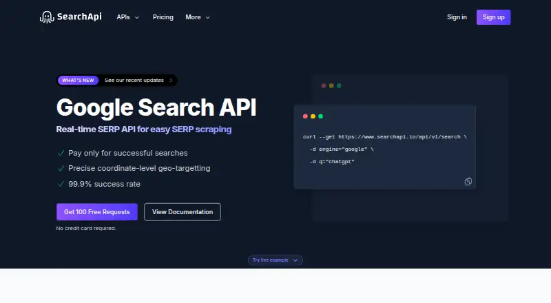 SearchApi.io's website