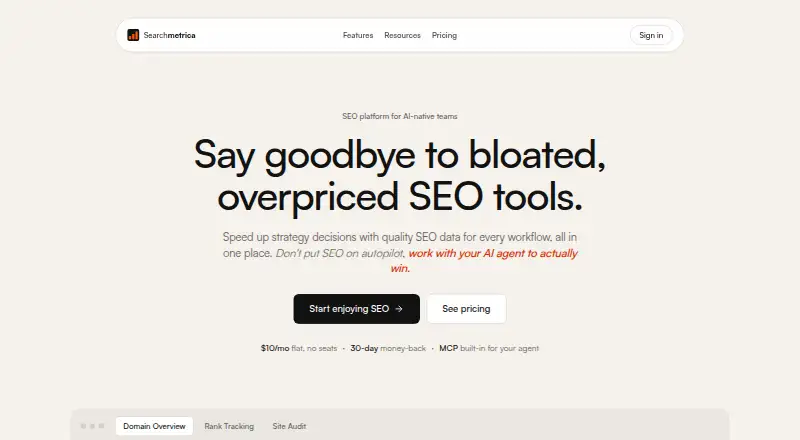 The Searchmetrica homepage