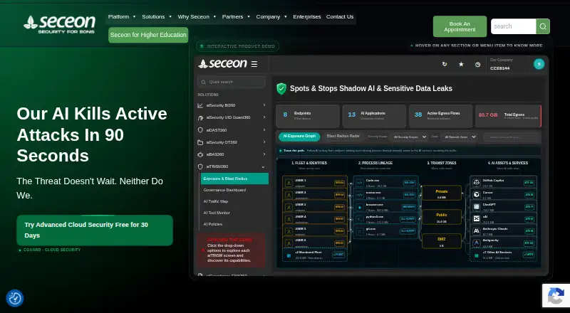 Seceon aiSIEM's website