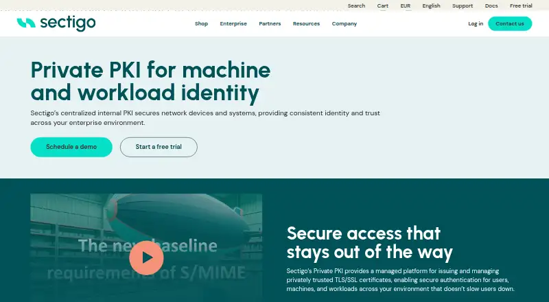 Sectigo Private PKI's website