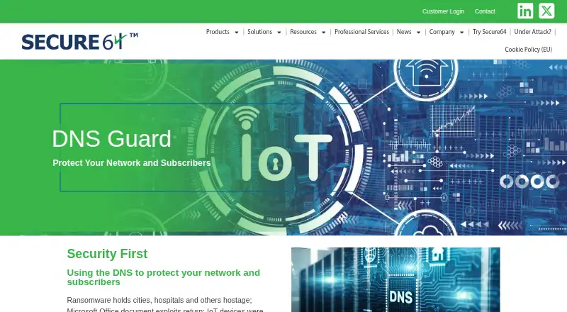 Secure64 DNS Guard's website