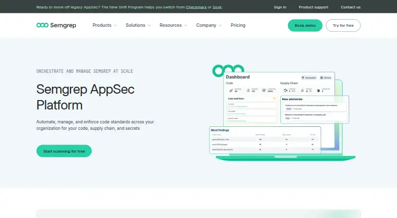 Semgrep AppSec Platform's website