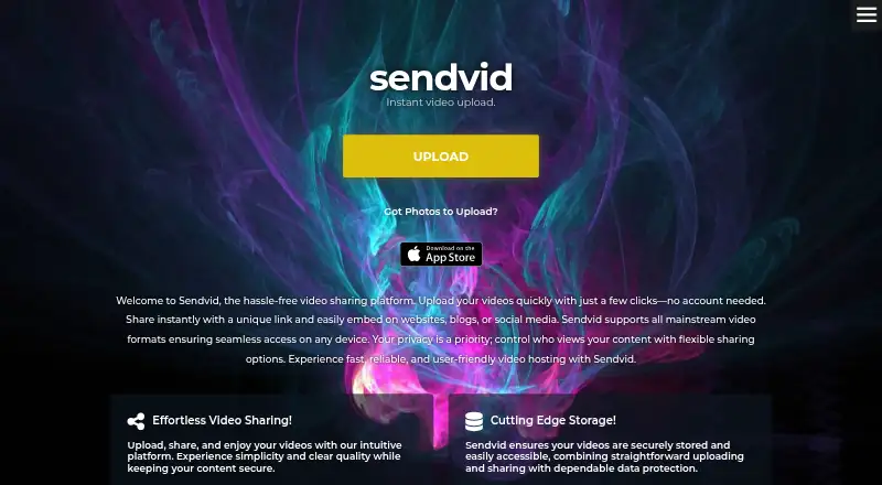Sendvid's website