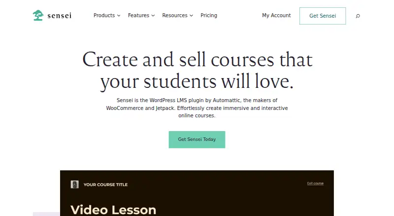 Sensei LMS's website
