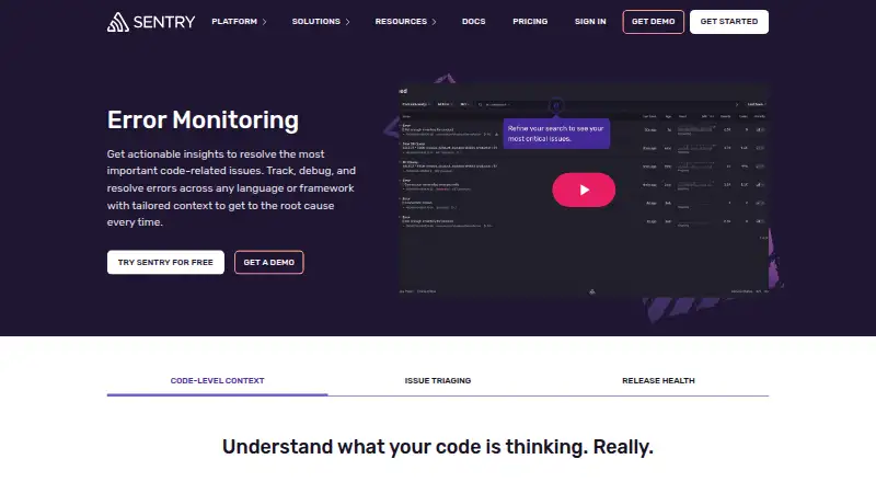 Sentry's website