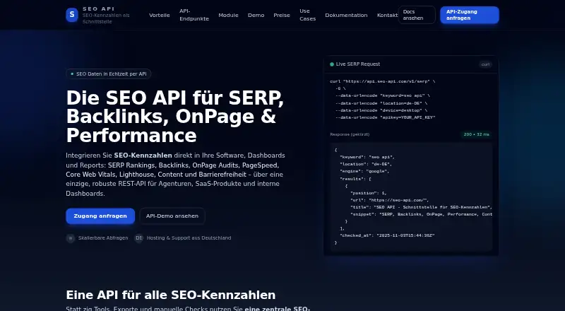 SEO API's website