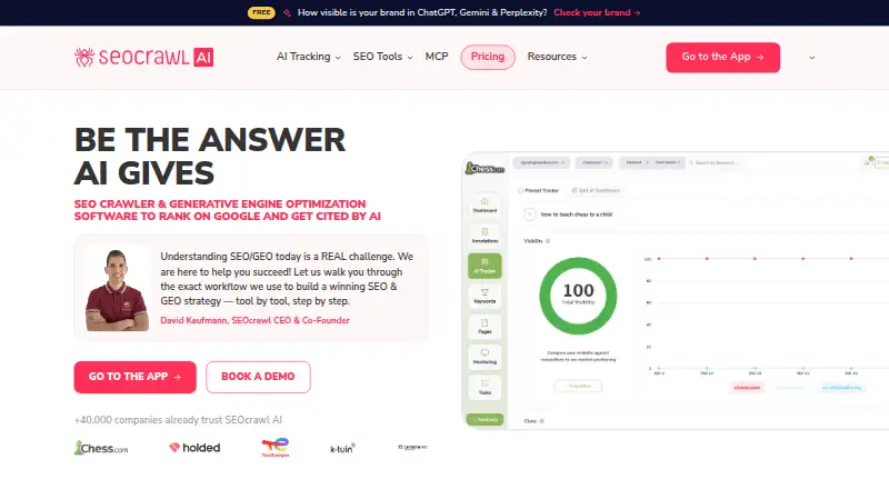 The SEOcrawl AI homepage