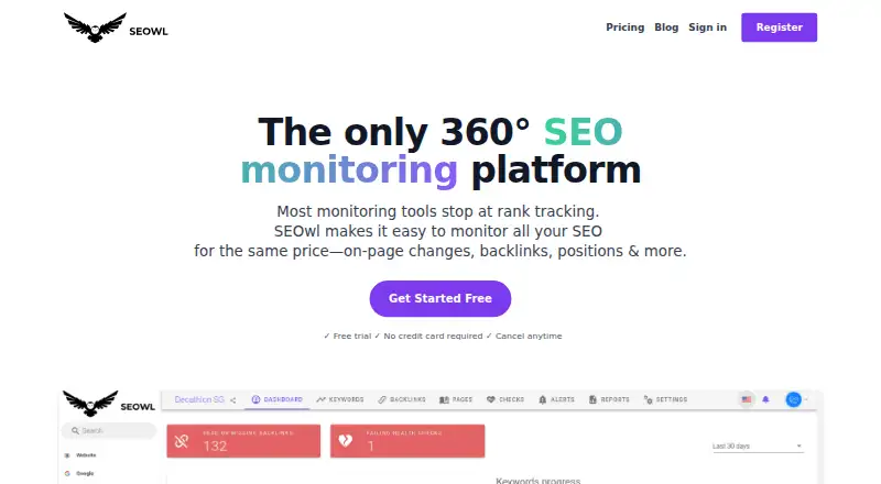 The SEOwl homepage