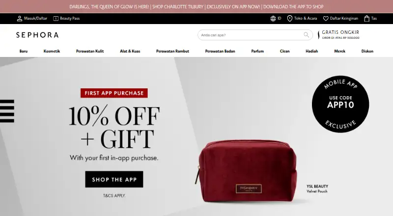 Sephora Indonesia's website