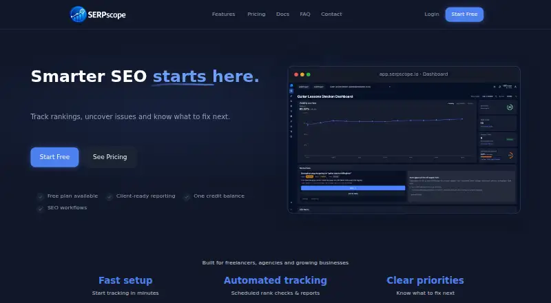 The SERPscope homepage