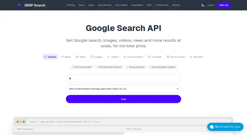SERP Search's website