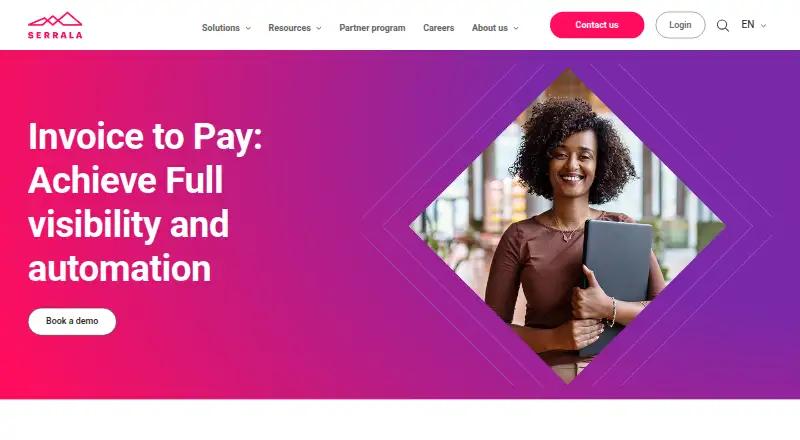 The Serrala Invoice to Pay homepage