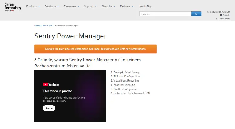 Sentry Power Manager's website