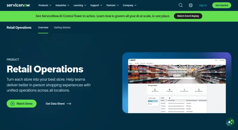 ServiceNow Retail Operations's website