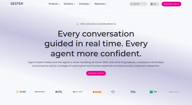 SESTEK Agent Assist's website