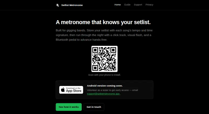 Setlist Metronome's website