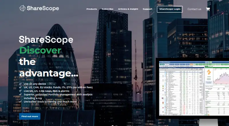 ShareScope's website