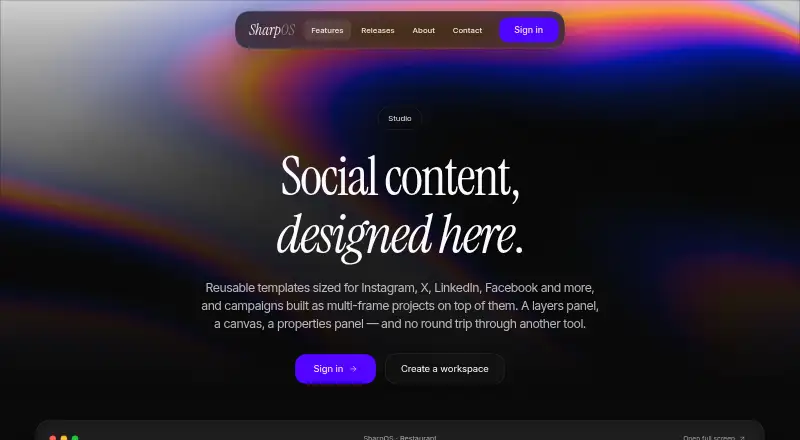The SharpOS Studio homepage