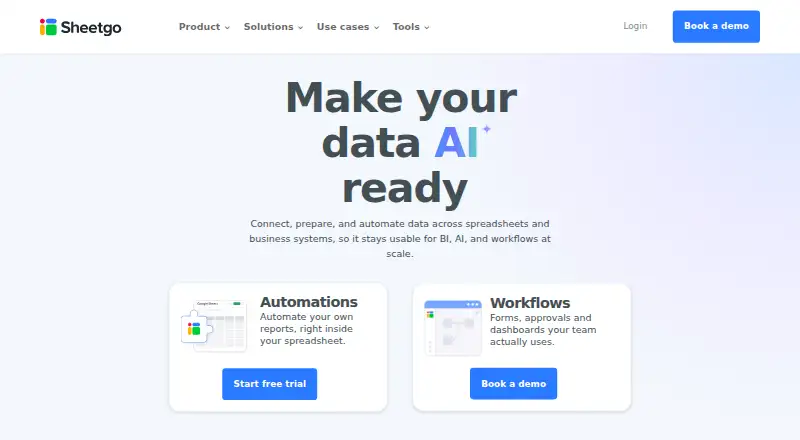 Sheetgo's website