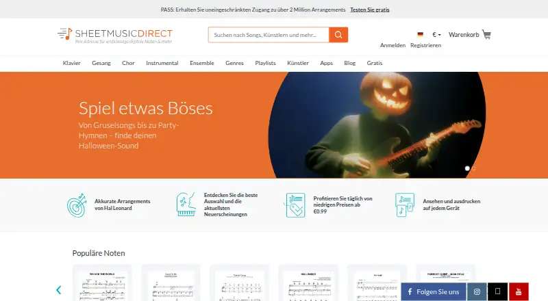Sheet Music Direct's website