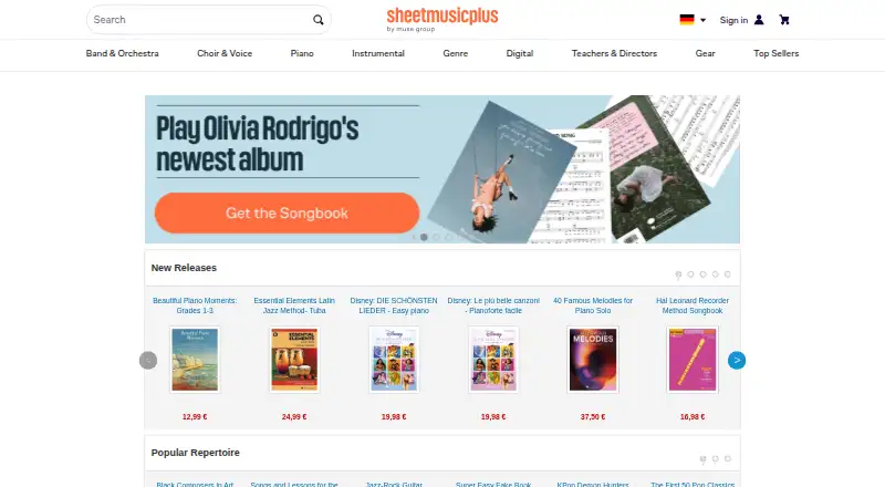 Sheet Music Plus's website