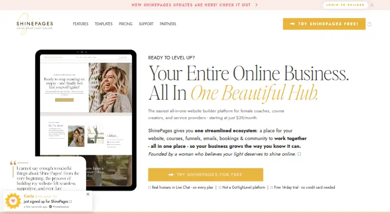 ShinePages's website