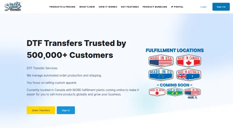 Shirtly's website