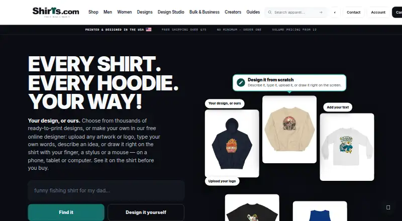 shirts.com's website