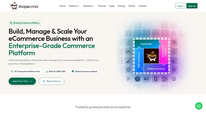 The Shopaccino homepage