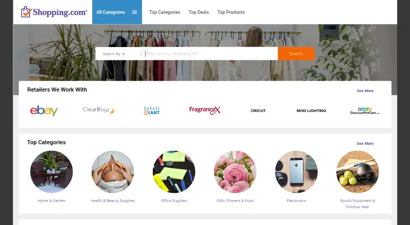 Shopping.com's website