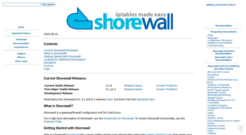 Shorewall's website