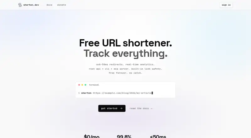 Shorten.dev's website