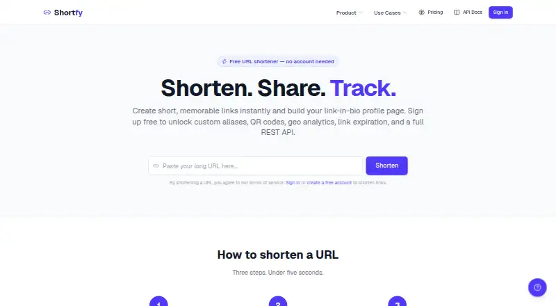 Shortfy's website