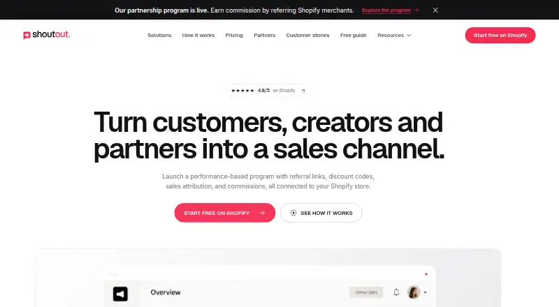 The Shoutout homepage