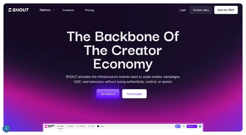 The SHOUT homepage