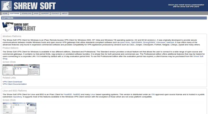 Shrew Soft VPN Client's website