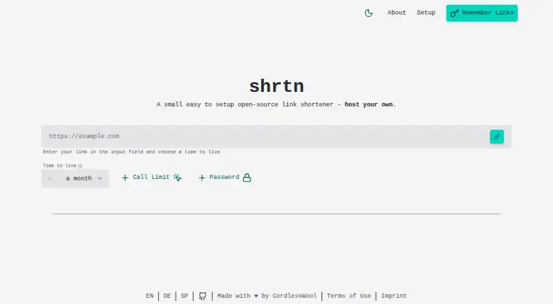 Shrtn's website