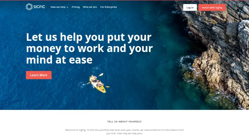 SigFig Wealth Management's website
