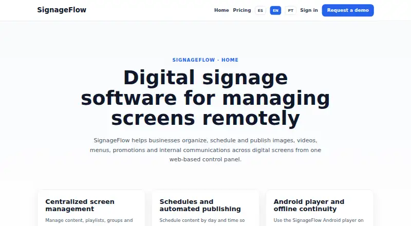 SignageFlow's website