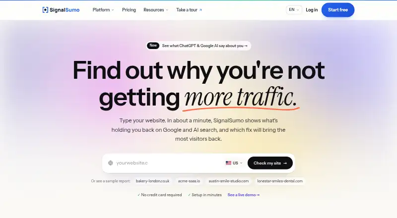 The SignalSumo homepage