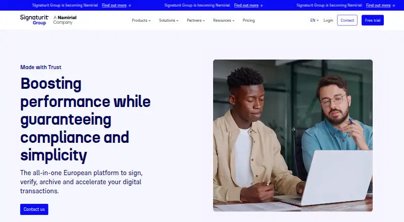 The Signaturit homepage