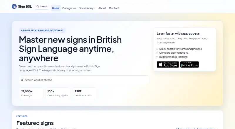 Sign BSL's website