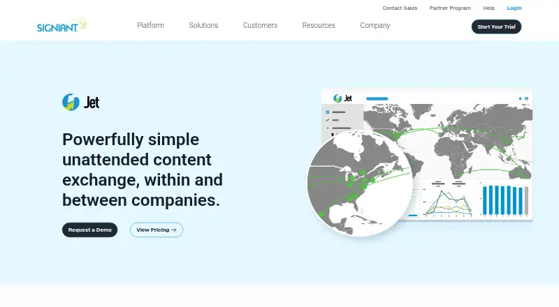 Signiant Jet's website
