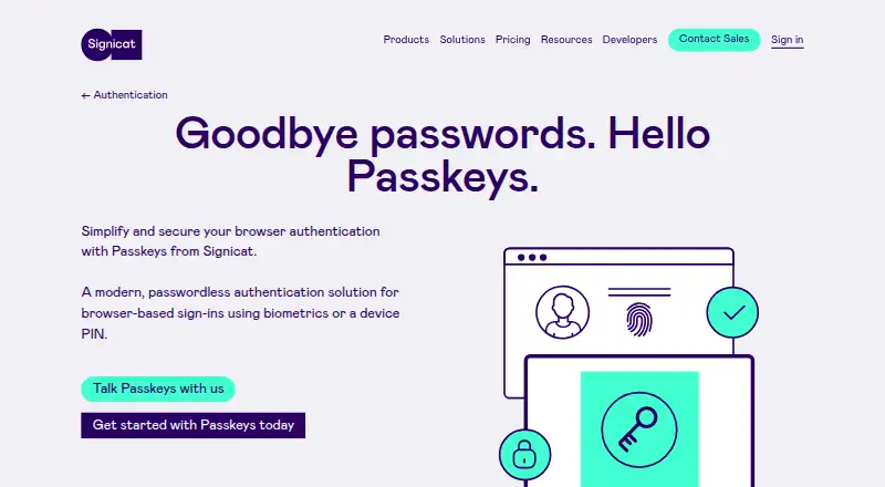 Signicat Passkeys's website