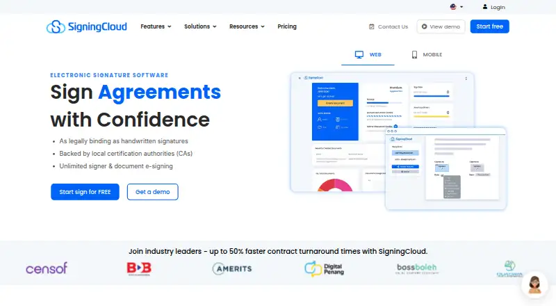 SigningCloud's website