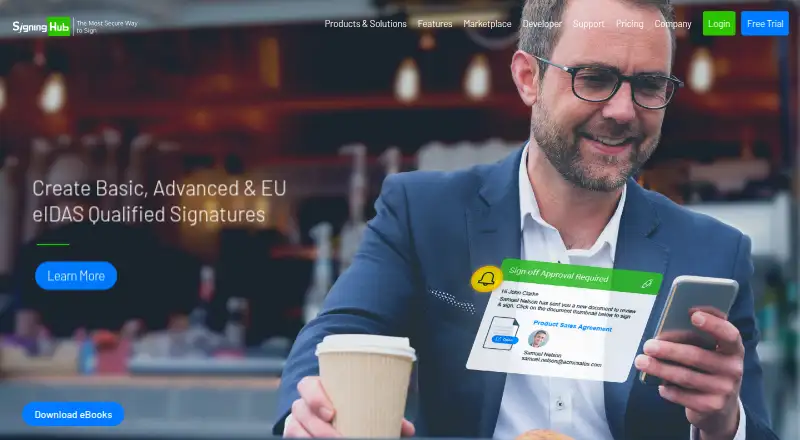 The SigningHub homepage