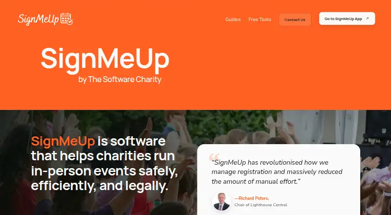The SignMeUp homepage