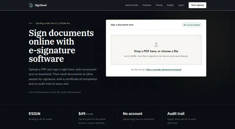 SignSend's website