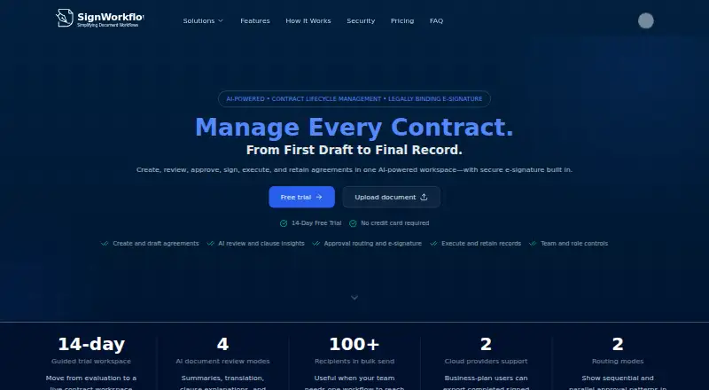 SignWorkflow's website